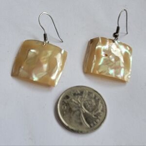 Elegant Dangling Cream Shell Earrings